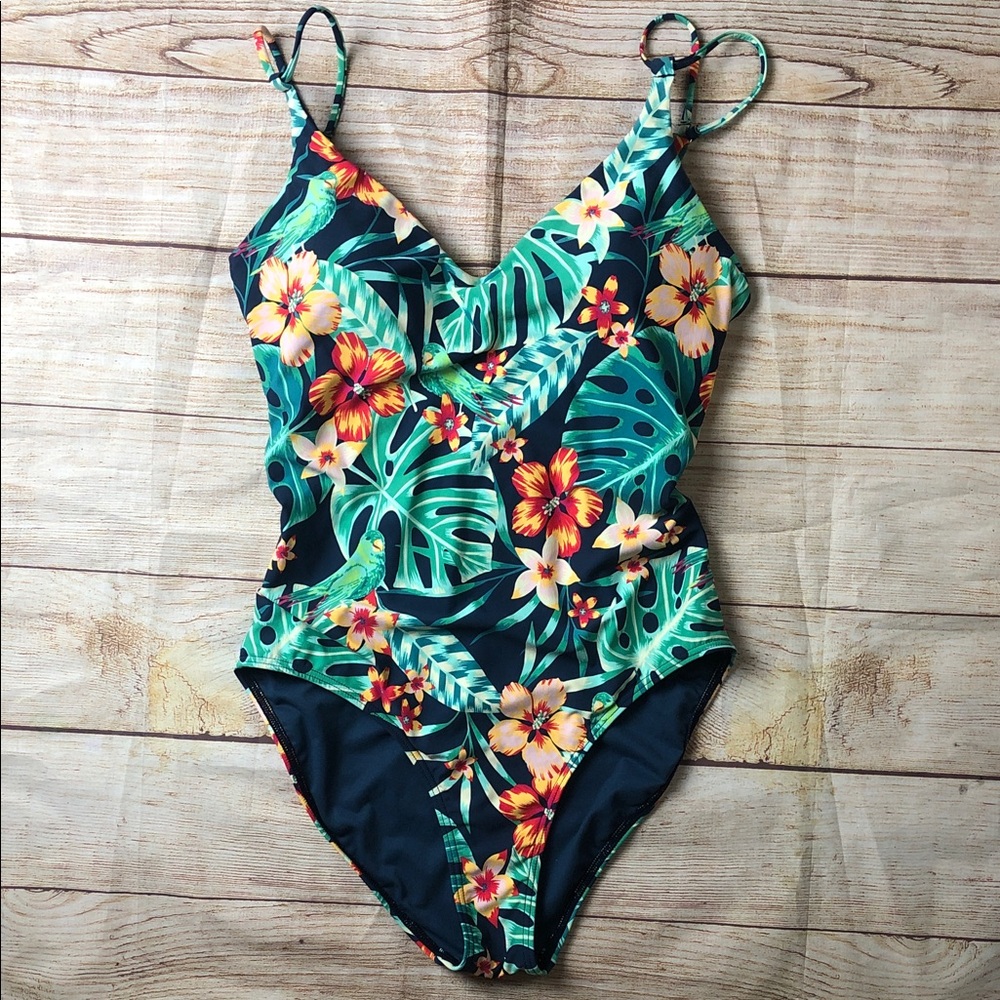 Sunsets large One-Piece Swimsuit - Green Floral